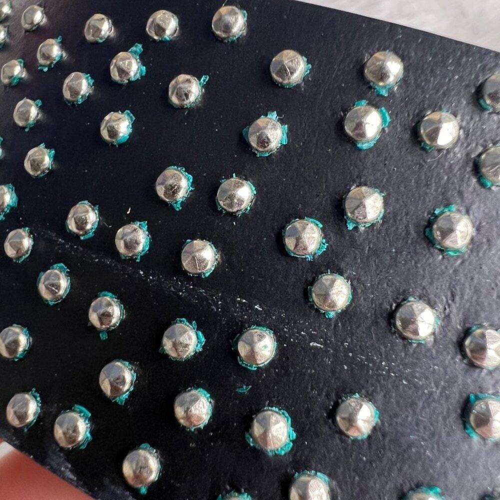 Fossil Black Leather Studded Belt Marked as a Medium - Picture 6 of 8